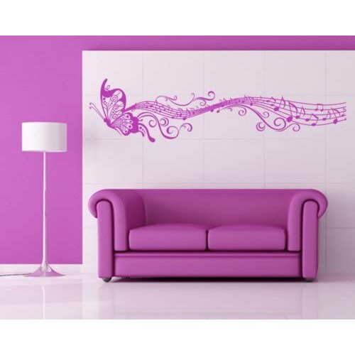 Wall sticker music-butterfly musical-measures 120x30 cm-wall decoration, wall stickers, wallpaper