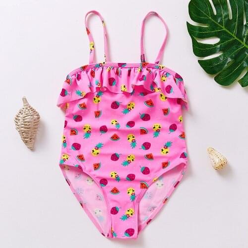 2021 New Childrens Cartoon Swimsuit Fruit Printed Childrens One-Piece Swimsuit Girls Quick Dry Swimsuit
