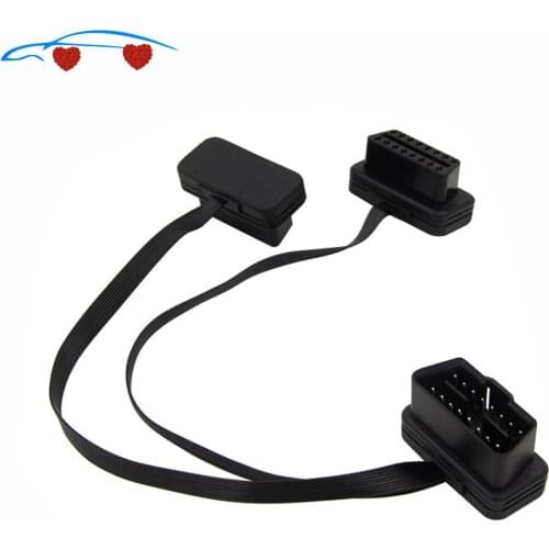 OBD2 16pin ELM327 Male To dual Female Y Splitter Elbow Extension Flat+16 pin Thin Noodle Cable As Noodle OBDII OBD 2