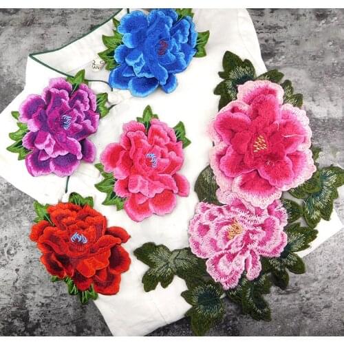 New Peony Flower Embroidery Cloth Paste Handmade DIY Dress Water-soluble Three-dimensional Flower Sewing Tools