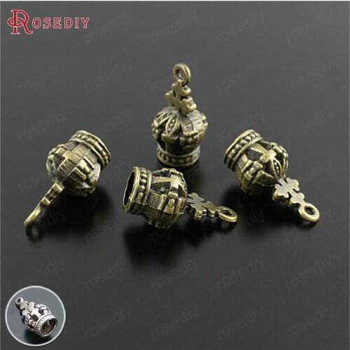 20PCS 17x8MM Antique Bronze Silver Zinc Alloy Crown Charms Pendants Jewelry Making Supplies Diy Findings Accessories