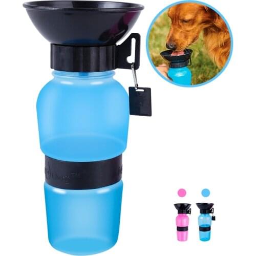 Portable 500ml Dog Water Bottle Pet Puppy Cat Sport Travel Outdoor Feed Bowl Drinking Water Cup Dispenser For Small Large Dogs