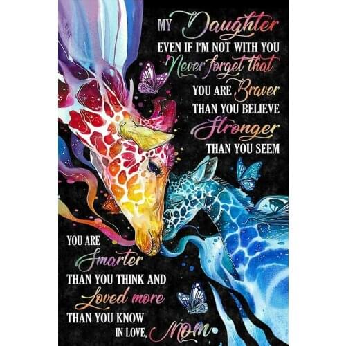 Giraffe To My Daughter Poster From Mom - Motivation Quote Art Film Print Silk Poster for Your Home Wall Decor 24x36inch