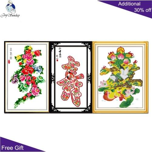 Joy Sunday Longevity Needlework Z099 Z167 Z322 Wealth Longevity Benevolent Chinese Home Decor Embroidery DIY Cross Stitch kits
