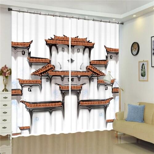 Luxury Nice wooden house 3D Blackout Window Curtains For Living room Bedding room Drapes include 2 Panels Decorative