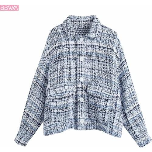 Sweet Women Lapel Long Sleeve Small Fragrance Loose Texture Jacket Coat Vintage With Pockets Single-breasted Chic Female Tops