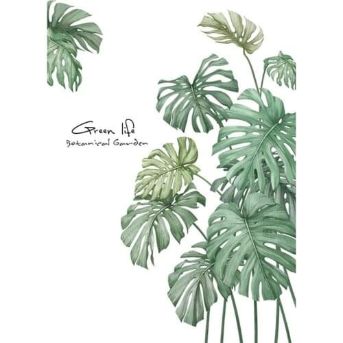 1 Pc Diy Tropical Beach Palm Leaf Plants Wall Stickers Modern Art Vinyl Decal Bedroom Decor(Green)