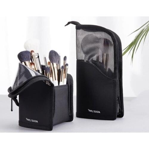 1 Pc Stand Cosmetic Bag for Women Clear Zipper Makeup Bag Travel Female Makeup Brush Holder Organizer Toiletry Bag