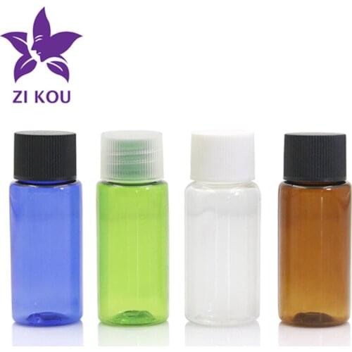 10pcs 15ml Mini Cosmetic Refillable Bottle with Cola Cap Black/White/Clear Screw Lid Multicolor Scattered Bottling Free Shipping