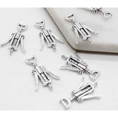 10pcs 17 * 26mm charm wine bottle opener jewelry accessories diy necklace bracelet earrings keychain pendant 4.9