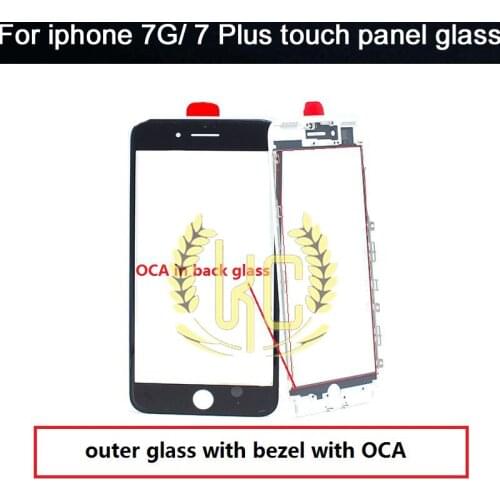 10pcs/lotFor iPhone 7 7 Plus touch panel glass with OCA Assembly +Benzel Frame Replacement Parts For iPhone 7 7 Plus Puls Touch