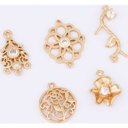 WHSOK 100Pcs Jewelry Accessories/CZ Charms/Earrings Pendant/DIY Making/Hand Made/Flower Shapes/Jewelry Findings & Components