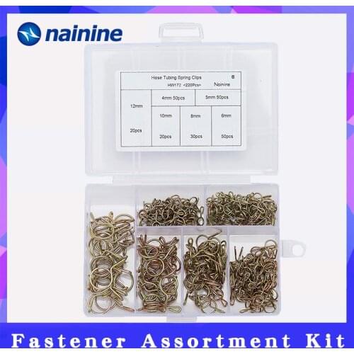 220Pcs/set 4-12mm Fuel Line Hose Tubing Spring Clips Clamps Assortment Kit for Motorcycle Scooter ATV HW172