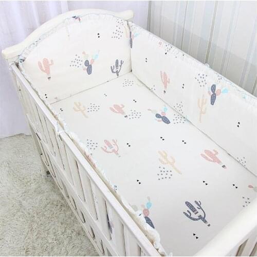 5PCS Baby Cot Set Cotton Baby Safety Protection Infant Baby Bedding Set Cot Bedding Set Bed Sheets Baby Bumper, (4bumpers+sheet)