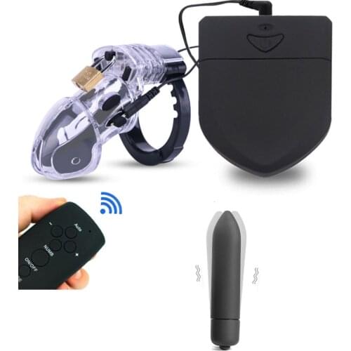 Wireless Remote Control Electro Shock Cock Cage CB6000 Male Chastity Device Mens Penis Belt Locking Bullet Vibrator Toy for Man
