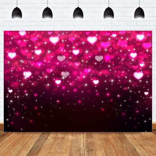 Bokeh Valentines Day Themed Photography Backdrop Glitter Red Hearts Space Love Background Shiny Wedding Bride Photocall Studio