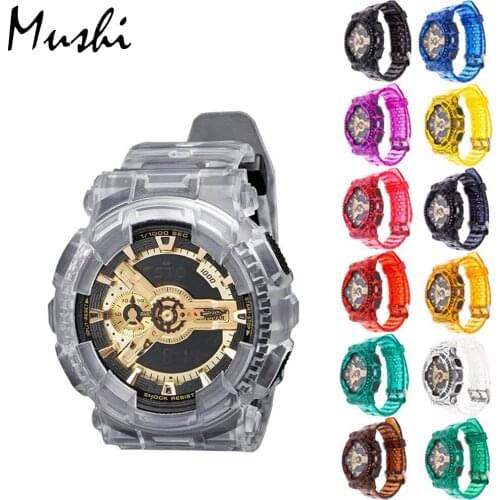 Colorful Resin Sport Strap for Casio G-SHOCK GA-100 GA-110 GA-120 GD-110 Transparent Men Replacement Watch Band Protective Case