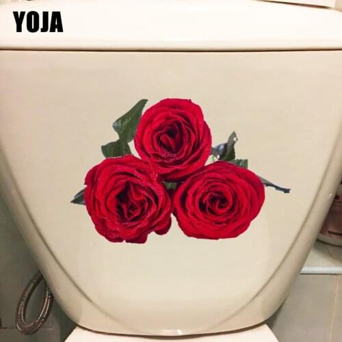 YOJA 21*13.8CM Real Shot Red Eose Romantic Bedroom Wall Decor Home Bathroom Toilet Sticker T1-0932
