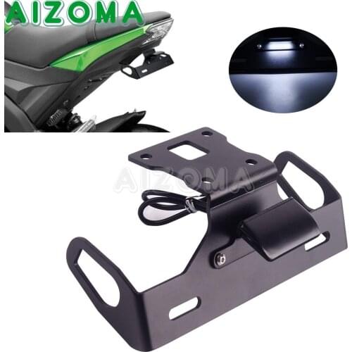 Motorcycle License Plate Holder Bracket Tail Tidy Fender Eliminator Kit w/ LED Light For KAWASAKI Z125 2015 2016 2017 2018