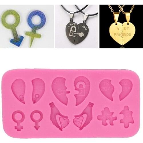 DIY Crafts Jewelry Casting Tool Love Heart Shape Keychain Epoxy Resin Mold Earrings Pendant Silicone Mould