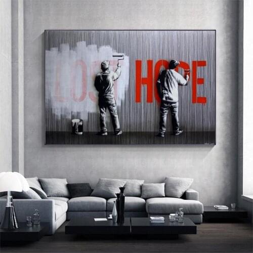 Banksy Graffiti Art Canvas Painting Street Art Lost Hope Posters Wall Art Decorative Pictures for Living Room Home Decor