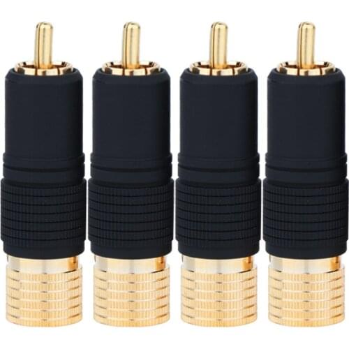 Hi-End Gold Plated Screw Locking RCA Plug Audio Cable Speaker Connector Lockable adjustable