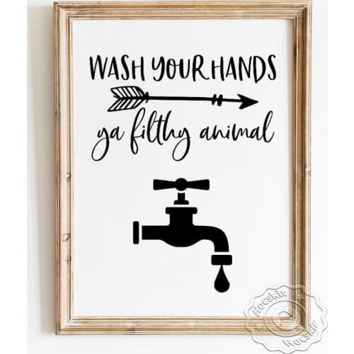 Advocate Wash Hands Art Prints Poster, Modern Toilet Black White Wall Stickers, Restroom Minimalism Canvas Painting Wall Decor