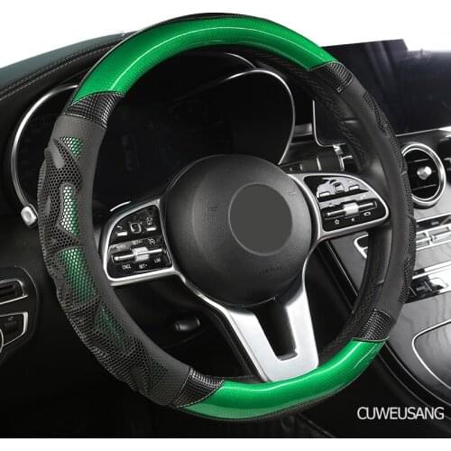 CUWEUSANG Carbon Fiber Leather Car Steering Wheel Cover For MG ZS EV HS Extenger V80 3 5 6 7