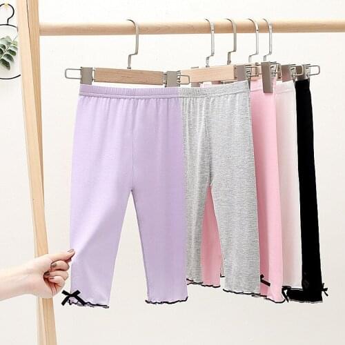 Summer thin girls modal cotton leggings for children, cropped trousers, childrens trousers