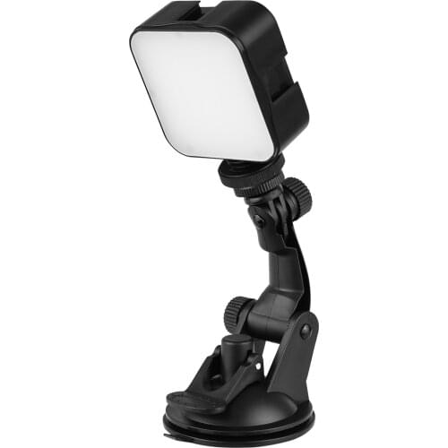 Mini Video Conference Lighting Kit with 5W Dimmable 6500K LED Light 3 Cold Shoe Mounts + Suction Cup Mount for Computer Live