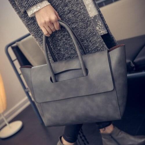 Women bags fashion casual handbags solid totes big size trapeze style women top handle shoulder bags