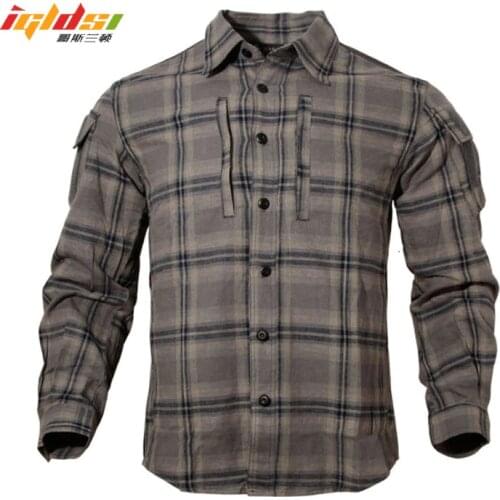 Army Fan Plaid Tactical Shirt Men Long Sleeve Breathable Cotton Plaid Shirt Women Outdoor Hiking Training Uniform Military Shirt