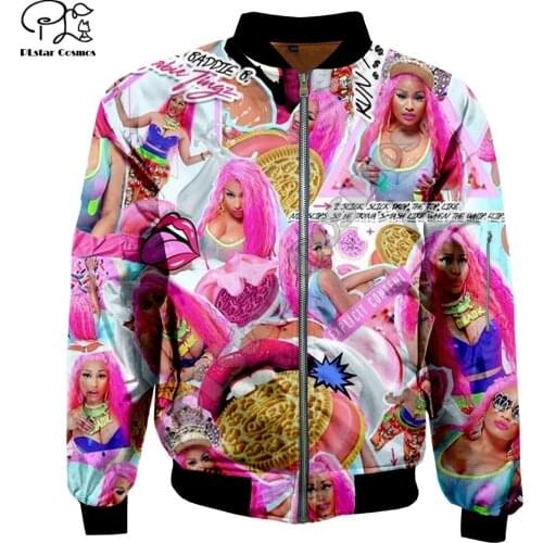 Men 3d winter Bomber Jackets Nicki Minaj USA hip hop rapper Print autumn zipper galaxy Flight Jacket casual unisex Harajuku coat
