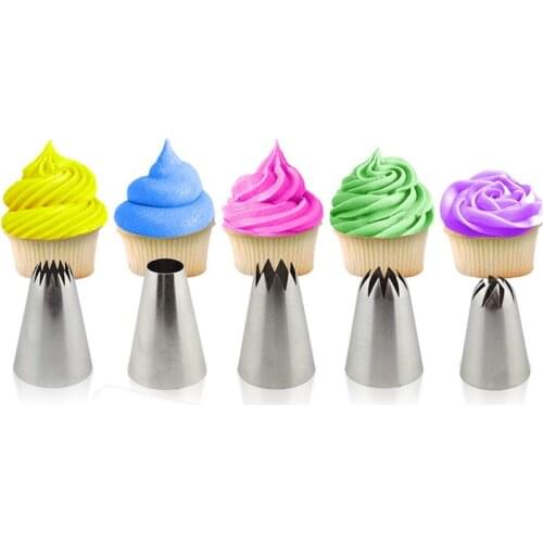 5pcs Large Pastry Tips Cake Decorating Tools Set Cream Nozzle Icing Piping Bakeware Sugarcraft