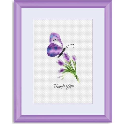 Fishxx Printed on fabric Counted Chinese Cross Stitch Kits Set Embroidery Needlework Butterfly Thank You