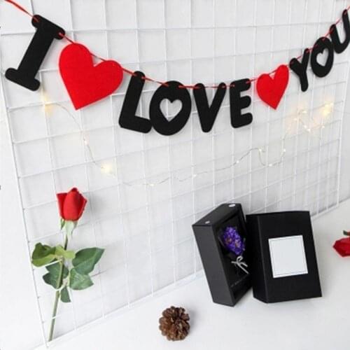 Non-woven Cloth Banner Valentine Day I Love You Paper Bunting for Party Celebration Decoration Hanging Bar Wedding Room Decor