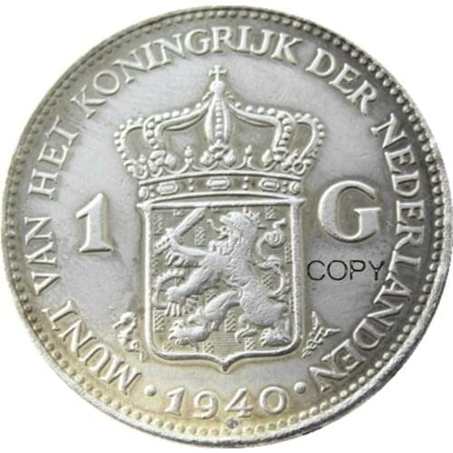 Netherlands,1940 1 Gulden Wilhelmina I Silver Plated Copy Decorative Coin