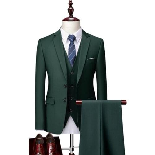 12 color (Jackets+Vest+Pants) Fashion Men high quality Pure cotton business Blazers/Male Slim 3 Piece suit /Groom Dress Tuxedo
