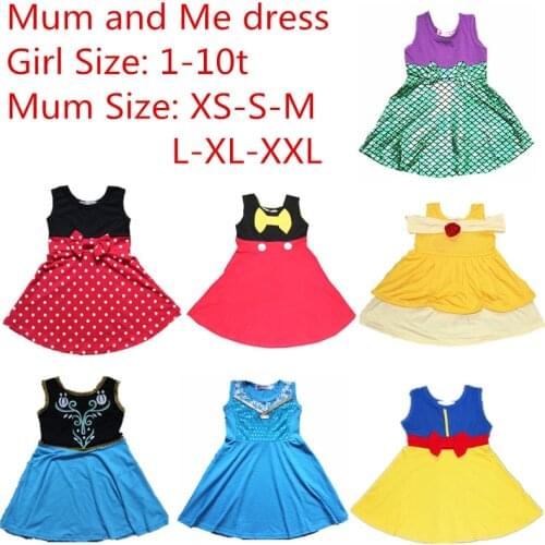 Girls Halloween Dress Mum and Me Dress Family Matching Princess Cosply Dresses Up Party Summer Dress 1-10t XS-XXL