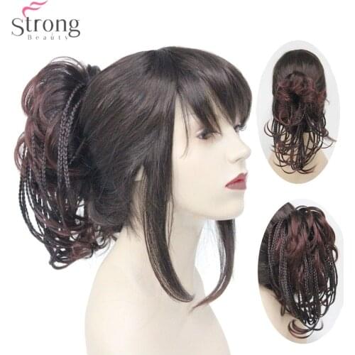 StrongBeauty Braids Braided Clip In Ponytail Hairpiece Hair Extensions Short Straight Claw Clip Ponytails