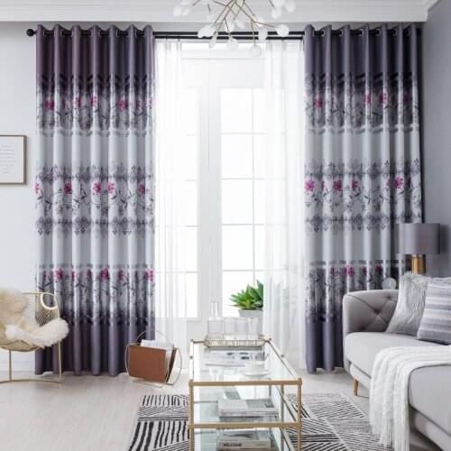 Pastoral Purple Floral Print Simplicity Window Curtains Drapes Curtains For Living Room Kitchen Bedroom Home Decor Cortinas