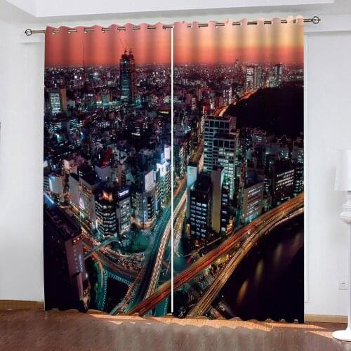Luxury Blackout 3D Window Curtain For Living Room city night building curtains modern living room curtains