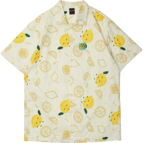 Lemon full print short-sleeved shirt mens streetwear short-sleeved shirt