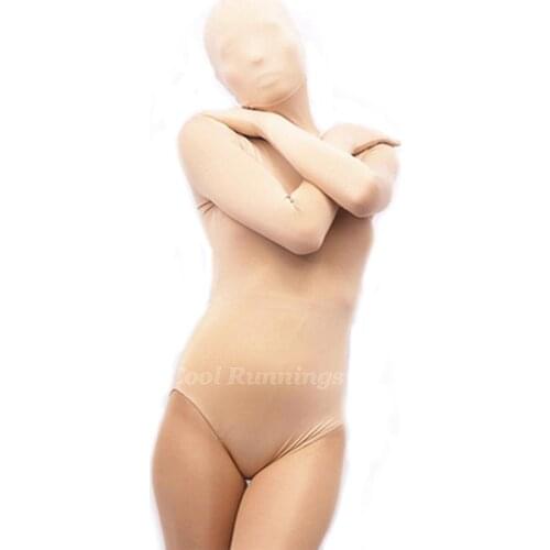 Sexy Nude Flesh Skin Unisex Spandex Long Sleeve Zentai Costume Dancewear Unitard leotard