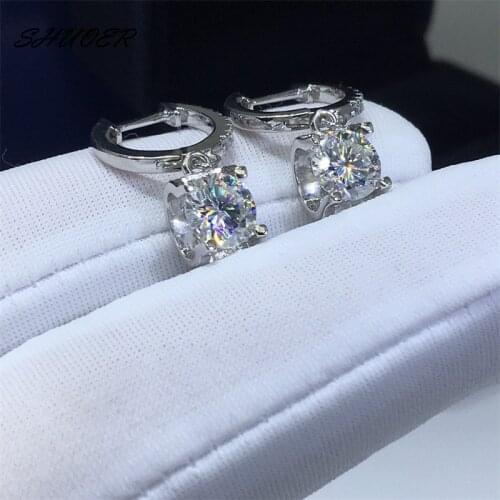 Classic 925 Sterling Silver Brilliant Cut 0.5-1 Carat Pass Diamond Tester D Color Moissanite Bull Head Drop Earrings for Women