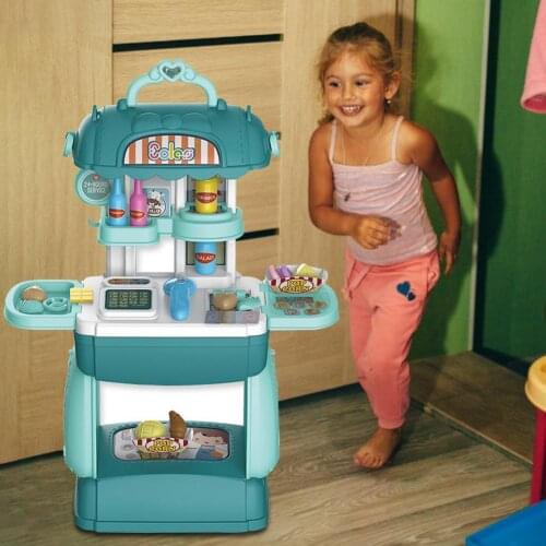 Simulation Supermarket Shopping Assistant Cashier Toys With Suitcase Pretend Toy For Children Role Play Christmas Gift For Kids
