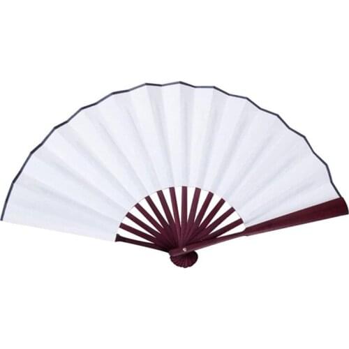 Folding Fan Hand Silk Cloth DIY Chinese Folding Fan Wooden Bamboo Antiquity Folding Fan DIY Calligraphy Painting