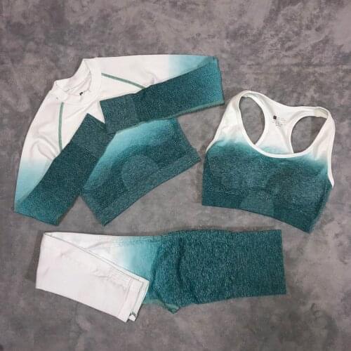 Sports Wear Women Gym Clothing Yoga Set Seamless Leggings Sports Bra Long Sleeve Fitness Crop Tank Top 3 PCS Womens Tracksuit