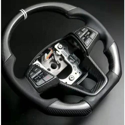 Cuatomized Trim Real Carbon Fiber Sports Steering Wheel Alcantara Leather compatible for Hyundai Santafe 2016-2020