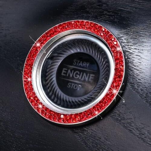 Rhinestone Car Bling Ring Sticker, Push to Start Button Start Engine Diamond Decor Accessories